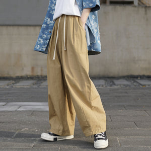 High Waist Drawstring Elasticized Wide-Leg Pants