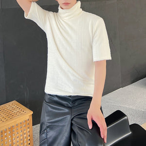 Pile Collar Slim-fit Short-sleeved Sweater