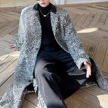 Load image into Gallery viewer, Sequined Suit Collar Loose Mid-length Coat
