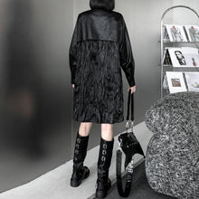 Load image into Gallery viewer, Pleated PU Leather Long Sleeve Shirt Dress
