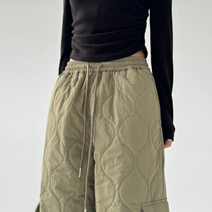 Multi-pocket Workwear Cotton Thickened Wide-leg Pants