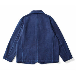 Indigo Dyed Lapel Washed Jacket