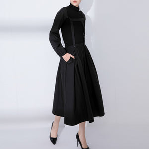 Irregular Detachable Black Vintage Dress