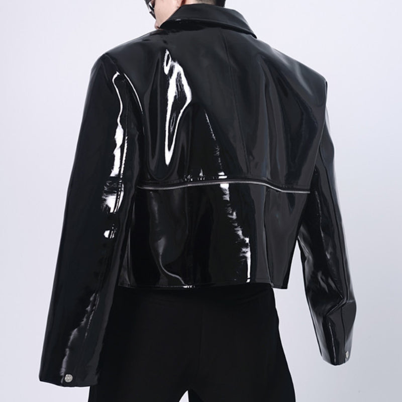 PU Glossy-leather Cropped Jacket – stylesock