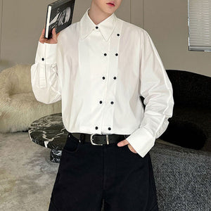 Double-breasted Slanted Placket Casual Shirt