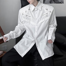 Load image into Gallery viewer, Dark Metal Button Shoulder-padded Long-sleeved Shirt
