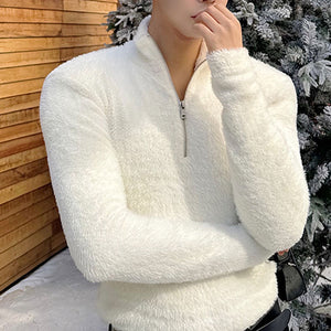 Tight-fitting Shoulder-padded Zipper Turtleneck Sweater