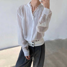 Load image into Gallery viewer, Ruffled Slightly See-through Shirt
