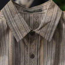 Load image into Gallery viewer, Striped Point Collar Cargo Loose Shirt
