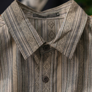 Striped Point Collar Cargo Loose Shirt