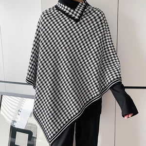 Vintage Houndstooth Cape Knitted Sweater