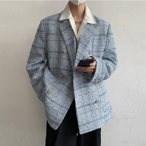 Double Breasted Loose Tweed Blazer