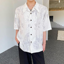 Load image into Gallery viewer, Thin Pleated Printed Cuban Collar Shirt
