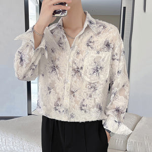 Three-dimensional Embroidery See-through Loose Shirt