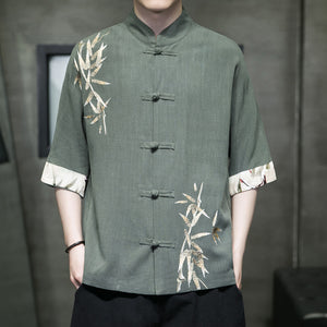 Embroidered Loose-fitting Short-sleeve Shirt