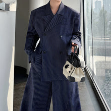 Load image into Gallery viewer, Striped Suit Jacket Loose Wide-leg Pants Suit Two-piece Suit
