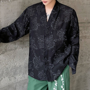 V-neck Printed Casual Long-sleeved Shirt