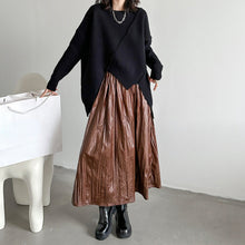 Load image into Gallery viewer, High Waist Casual Pleated Pu Leather Skirt
