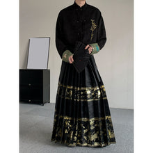 Load image into Gallery viewer, Ethnic Long-sleeved Shirt Flocked Vest Gold-woven Horse-faced Skirt Three-piece Suit
