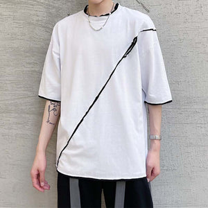 Contrast Color Splicing Short Sleeve T-sleeve