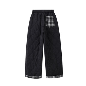 American Retro Plaid Thick Wide-leg Pants