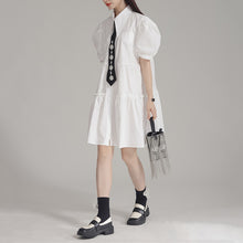 Load image into Gallery viewer, Tie Puff Sleeve Casual Shirt Dress
