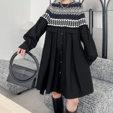 Load image into Gallery viewer, Retro Contrasting Knitted Patchwork Dress
