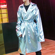 Load image into Gallery viewer, Glossy Reflective Stage Performance Trench Coat
