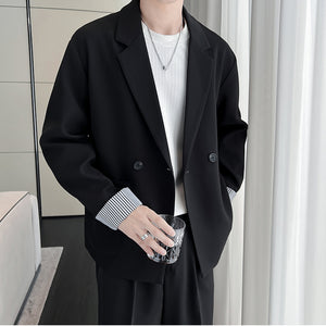 Black Loose Drape Suit Jacket