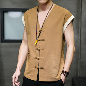 Thin Cotton And Linen Vest Loose And Breathable