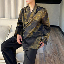 Load image into Gallery viewer, Glitter Print Shoulder-padded Lace-up Blazer
