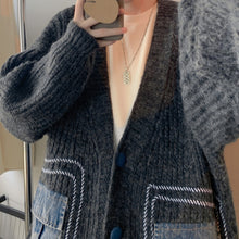 Load image into Gallery viewer, Lazy Denim Pocket Patchwork Sweater Jacket
