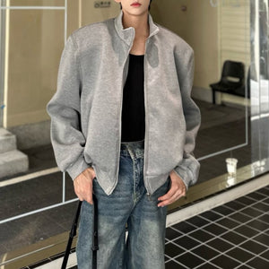 Padded Shoulder Oversized Stand Collar Jacket