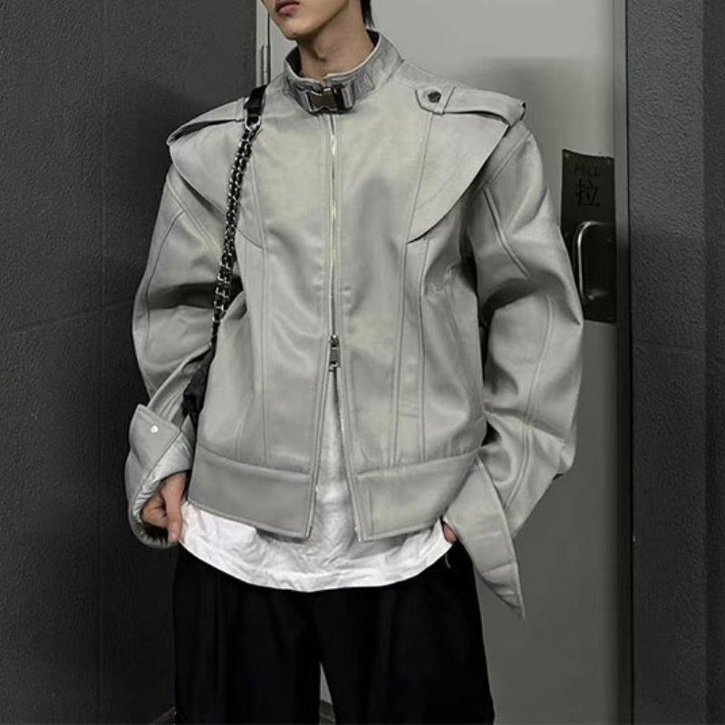 Metal Button Stand Collar Jacket