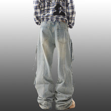 Load image into Gallery viewer, American Retro Pleated Three-dimensional Large Pocket Pants
