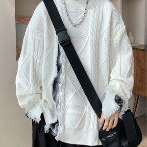 Retro Lazy Style Patchwork Pullover Sweater