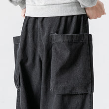 Load image into Gallery viewer, Japanese Retro Loose Large Pocket Denim Wide-leg Pants
