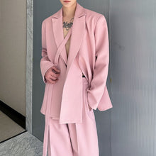 Load image into Gallery viewer, Double Collar Tie Straight Wide Leg Pants Two-piece Suit
