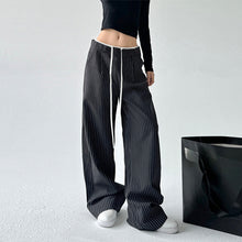 Load image into Gallery viewer, Retro Stitching Double Waist Striped Casual Pants
