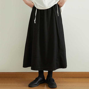 Solid Color Elastic Waist Skirt