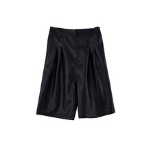 Load image into Gallery viewer, Black Pu Leather Wide Leg Shorts
