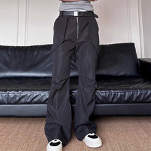 Load image into Gallery viewer, Zippered Pleated Bootcut Technical Trousers
