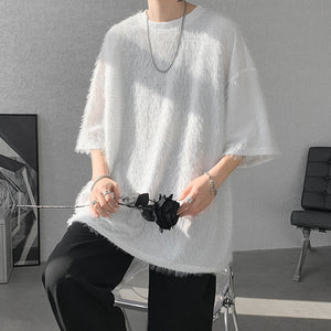 Tasseled Quarter-sleeve Loose T-shirt