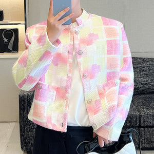 Pink Smudged Cropped Jacket