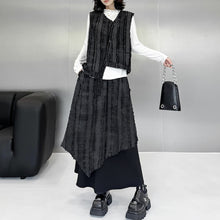 Load image into Gallery viewer, Retro Irregular Vest Elastic Waist A-Line Skirt Suit
