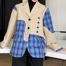 Load image into Gallery viewer, Paneled Check Chain Frayed Jacket
