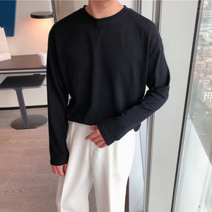 Loose Round Neck Solid Color Bottoming T-shirt