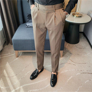 Solid Color Slim Straight Casual Pants