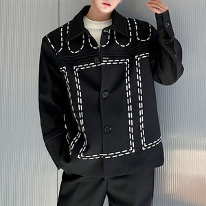 Line Embroidered Lapel Jacket