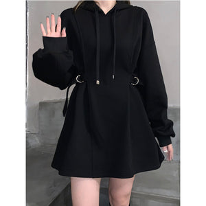 Loose Hooded Sweatshirt Dress